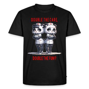 Panda Nurses, deux fois plus de soins, deux fois plus de plaisir - T-shirt Premium bio Homme - noir - Devant - Nico (187cm)