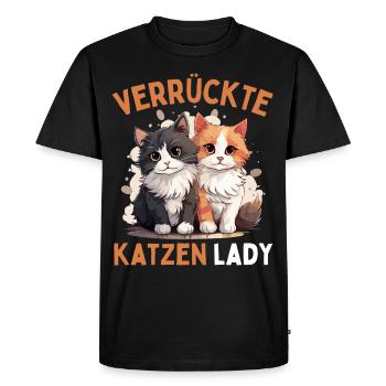 FOLLE DAME DES CHATS ! Drôles De Femmes Chats - T-shirt Premium bio Homme - noir - Devant - Nico (187cm)
