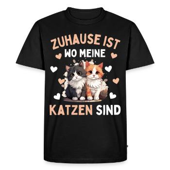 J’AIME LES CHATS ! Drôle de chat chat - T-shirt Premium bio Homme - noir - Devant - Nico (187cm)