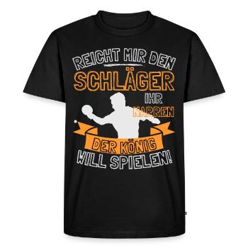 LUSTIGER TISCHTENNIS SPRUCH - REICHT MIR DEN - Männer Premium Bio T-Shirt - Schwarz - Vorne - Nico (187cm)