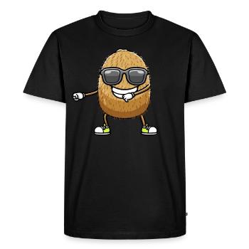 Dancing Kiwi with sunglasses - Men's Premium Organic T-Shirt - black - Front - Nico (187cm)