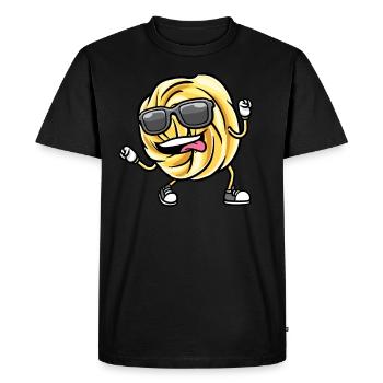 Dancing Danish Butter Biscuit with Sunglasses - Men's Premium Organic T-Shirt - black - Front - Nico (187cm)