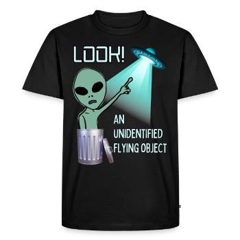 Regarder UFO - T-shirt Premium bio Homme - noir - Devant - Nico (187cm)