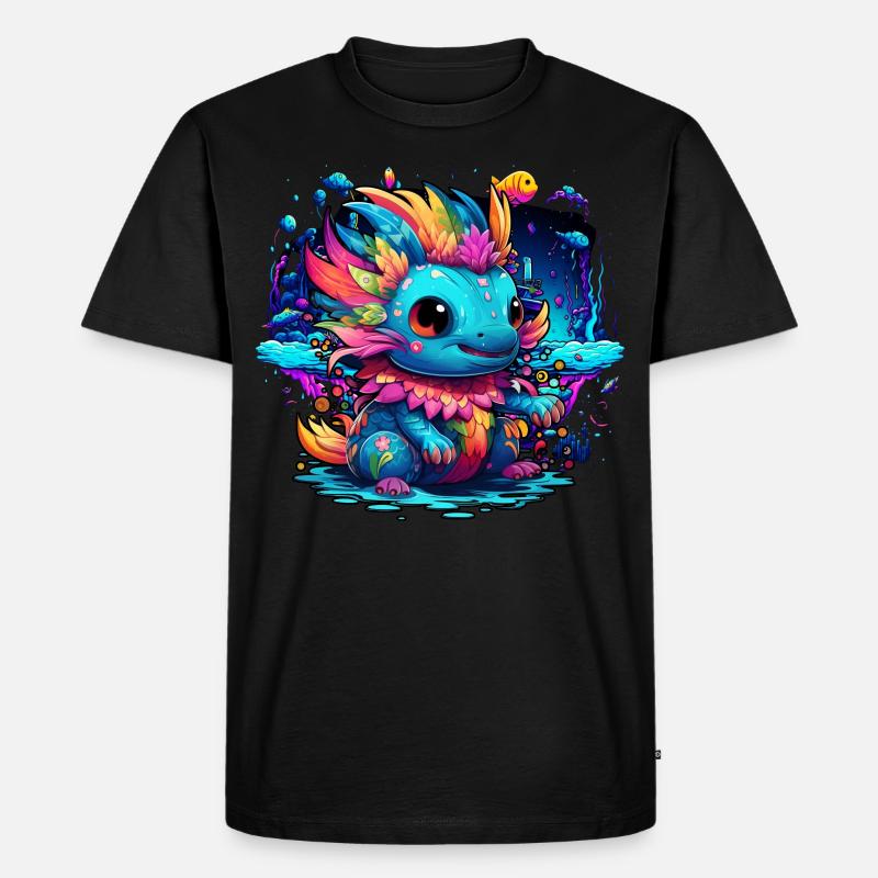 Axolotl - Männer Premium Bio T-Shirt - Schwarz