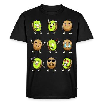 Kiwi fruit Kawaii émoticône - T-shirt Premium bio Homme - noir - Devant - Nico (187cm)