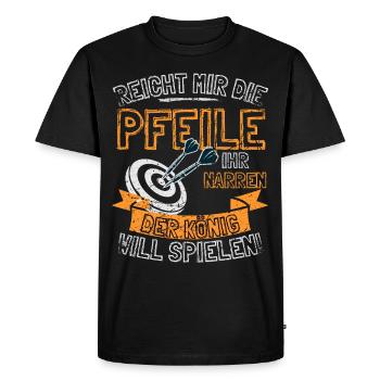 Fléchettes drôles disant DONNEZ-MOI LES FLÈCHES À ELLE - T-shirt Premium bio Homme - noir - Devant - Nico (187cm)