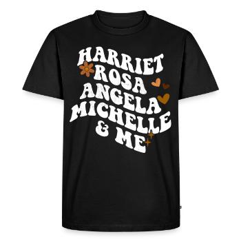 Rétro Groovy Mélanine Pride Harriet Rose Angela - T-shirt Premium bio Homme - noir - Devant - Nico (187cm)