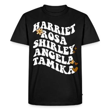 Rétro Groovy Pride Harriet Rosa Shirley Angela - T-shirt Premium bio Homme - noir - Devant - Nico (187cm)