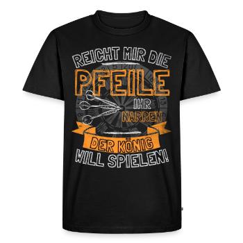 Drôles de fléchettes disant DONNE-MOI LES FLÈCHES À ELLE - T-shirt Premium bio Homme - noir - Devant - Nico (187cm)