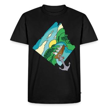 Granny Chicken Boat Down the Brook Fantasy Poultry Excursion - Men's Premium Organic T-Shirt - black - Front - Nico (187cm)