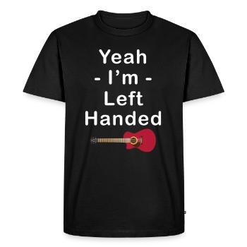 Oui, je suis gaucher. Guitariste, Bassiste, - T-shirt Premium bio Homme - noir - Devant - Nico (187cm)