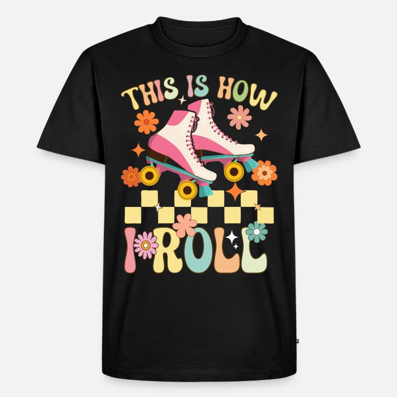 Groovy Roller Skating Rollschuhfahrer - Männer Premium Bio T-Shirt - Schwarz