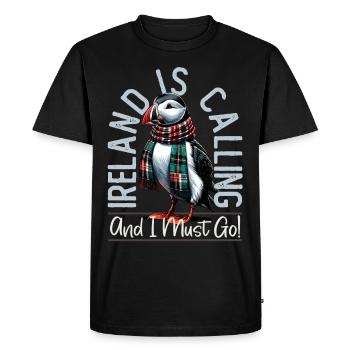 Ireland, Puffin, Ireland Is Calling - Men's Premium Organic T-Shirt - black - Front - Nico (187cm)