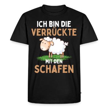 I'M THE CRAZY ONE WITH THE SHEEP - Sheep - Men's Premium Organic T-Shirt - black - Front - Nico (187cm)