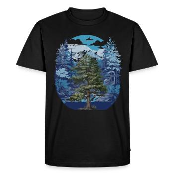 tree, forest, nature, wilderness, deciduous tree, fir, pine - Men's Premium Organic T-Shirt - black - Front - Nico (187cm)