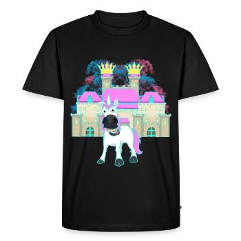 Château Roi Fable Licorne Conte De Fées Personnage Enfant Château - T-shirt Premium bio Homme - noir - Devant - Nico (187cm)