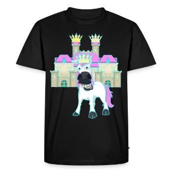 Château Licorne Roi Conte de fées Royaume Enfant Bébé - T-shirt Premium bio Homme - noir - Devant - Nico (187cm)