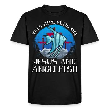 This Girl runs on Jesus and Angelfish - Men's Premium Organic T-Shirt - black - Front - Nico (187cm)