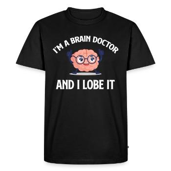 I'm a brain doctor and I love fun - Men's Premium Organic T-Shirt - black - Front - Nico (187cm)