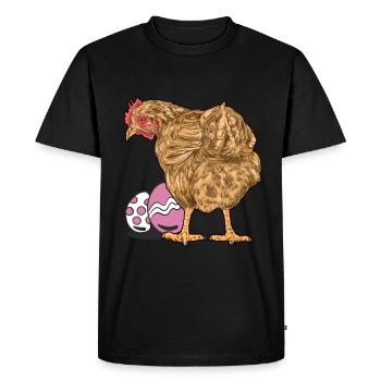 Chicken, Poultry, Poultry, Eggs, Egg, Easter, Easter Egg - Men's Premium Organic T-Shirt - black - Front - Nico (187cm)