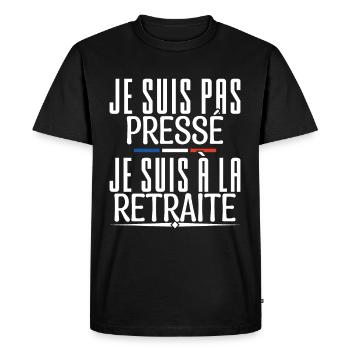 retraite.je suis pas pressé je suis à la retraite. - T-shirt Premium bio Homme - noir - Devant - Nico (187cm)