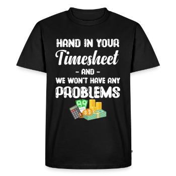 Soumettez votre feuille de temps et votre W - T-shirt Premium bio Homme - noir - Devant - Nico (187cm)