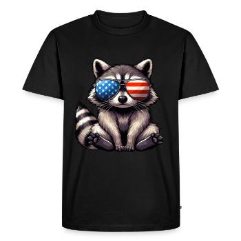 Jour de l’indépendance de l’Amérique raton laveur américain mignon - T-shirt Premium bio Homme - noir - Devant - Nico (187cm)