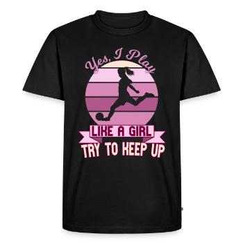 Yes, I play like a girl soccer women - Men's Premium Organic T-Shirt - black - Front - Nico (187cm)