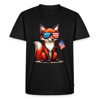 Fox America Jour de l’Indépendance 4 Juillet Drôle - T-shirt Premium bio Homme - noir - Devant - Nico (187cm)