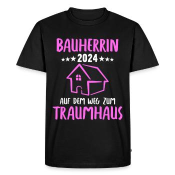 En route vers le constructeur de maisons de rêve 2024 - T-shirt Premium bio Homme - noir - Devant - Nico (187cm)