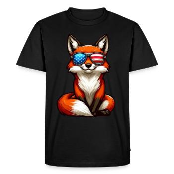 Fox America Jour de l’Indépendance Stars and Stripes - T-shirt Premium bio Homme - noir - Devant - Nico (187cm)