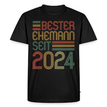Meilleur mari depuis 2024 1er anniversaire de mariage - T-shirt Premium bio Homme - noir - Devant - Nico (187cm)