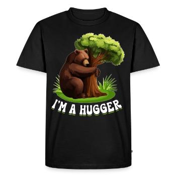Tree Hugger Environmentalist Bear - Men's Premium Organic T-Shirt - black - Front - Nico (187cm)
