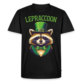 Lepraccoon Saint Patrick raton laveur lutin irlandais - T-shirt Premium bio Homme - noir - Devant - Nico (187cm)