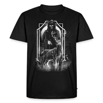 Deer, Forest, Creature, Death, Horror, Halloween, Monster - Men's Premium Organic T-Shirt - black - Front - Nico (187cm)