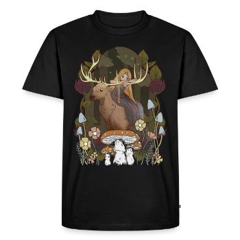 Conte de fées Conte de fées Personnage Fille Forêt Nature Cerf - T-shirt Premium bio Homme - noir - Devant - Nico (187cm)