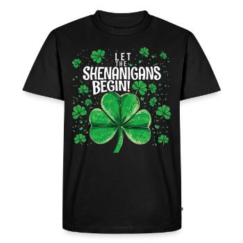 Let The Shenanigans Begin! Raccoon Saint Patrick - Men's Premium Organic T-Shirt - black - Front - Nico (187cm)
