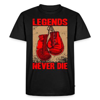 Legends never die Boxing - Men's Premium Organic T-Shirt - black - Front - Nico (187cm)