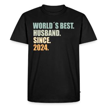 Meilleur mari depuis 2024 1er anniversaire de mariage - T-shirt Premium bio Homme - noir - Devant - Nico (187cm)