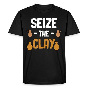 "seize The Clay" Funny pottery artwork "crafty - Men's Premium Organic T-Shirt - black - Front - Nico (187cm)
