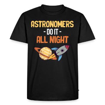 Les astronomes font toute la nuit - T-shirt Premium bio Homme - noir - Devant - Nico (187cm)