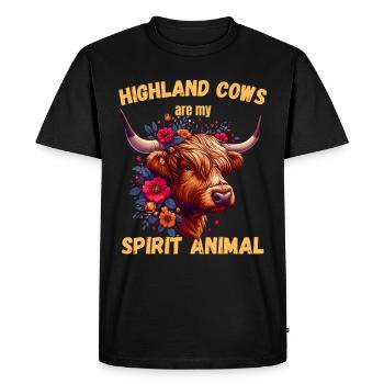 Cow, Scottish Highlands, Beef, Spirit, Animal, Soul - Men's Premium Organic T-Shirt - black - Front - Nico (187cm)