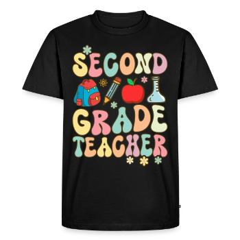 Groovy Elementary School Teacher - Men's Premium Organic T-Shirt - black - Front - Nico (187cm)