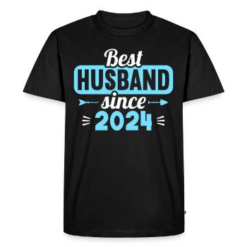 Meilleur mari depuis 2024 1er anniversaire de mariage - T-shirt Premium bio Homme - noir - Devant - Nico (187cm)