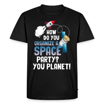 Comment organiser une space party ? Vous - T-shirt Premium bio Homme - noir - Devant - Nico (187cm)