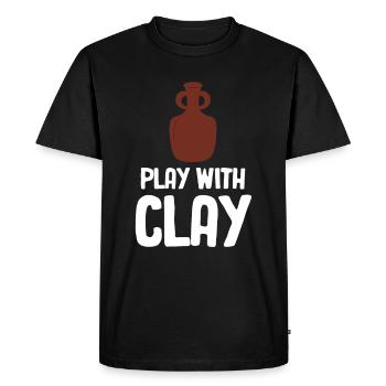 Play with Clay Funny Pottery Crafty Wheel - Men's Premium Organic T-Shirt - black - Front - Nico (187cm)