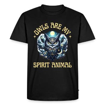 Owl, Owls, Spirit, Animal, Soul, Favorite Animal, Forest - Men's Premium Organic T-Shirt - black - Front - Nico (187cm)