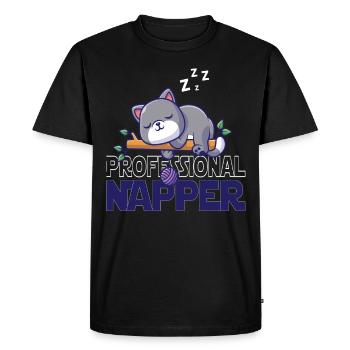 Professinonal sieste, chat, chats, bébé, chats - T-shirt Premium bio Homme - noir - Devant - Nico (187cm)