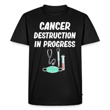 Destruction du cancer en cours de chimiothérapie drôle d’oncologue - T-shirt Premium bio Homme - noir - Devant - Nico (187cm)