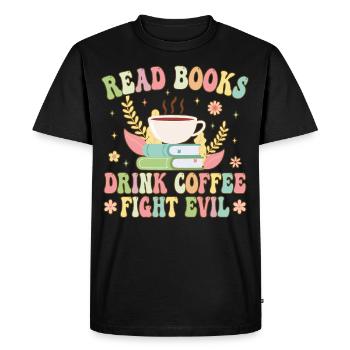 Groovy Book Reader - Men's Premium Organic T-Shirt - black - Front - Nico (187cm)